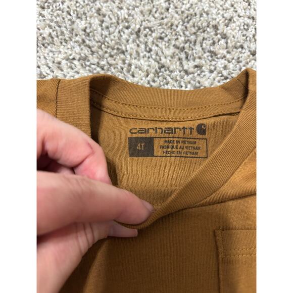 Carhartt Toddler Short Sleeve Pocket T-Shirt, Brown, Size 4T - Picture 2 of 3